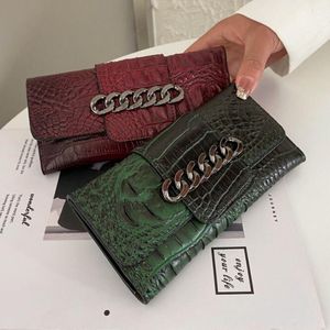 Fabrik hela kvinnor handväska vintage läder lång plånbok elegant och mångsidig alligator plånböcker som vikar stor präglad sten s305y