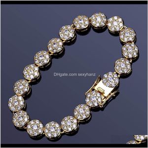 Tennis Hiphop 8 Inch Accessories With Tiny Zircons Plum Blossom Petals And Circular Mens Gold Bracelet Dipit U5Rhv