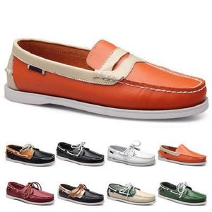 Fashion Mens Casual shoes type504 leather British style black white brown green yellow red outdoor comfortable breathable Chaussures Zapatos