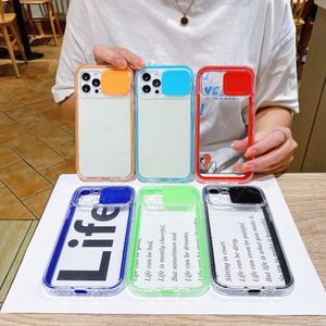 Camera Lens Protection Phone Cases for iPhone 13 12 11 Pro MAX XS XR 7 8 plus Shockproof Sliding Window Clear Acrylic Capacity cover Case