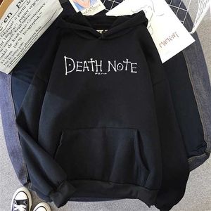 Japon Anime Ölüm Notu Hoodie Erkekler Polar Kazak Sudadera Ryuk Shinigami Kapşonlu Harajuku Kawaii Spor Manga Hoodies 211014