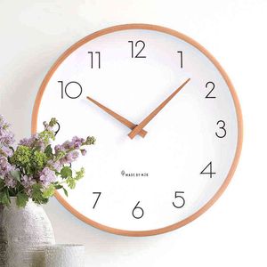 Простые и современные твердые деревянные настенные часы живущая комната креативная личность моды часы дома северные часы спальня немой H1230