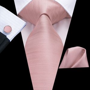 Hi-Tie Herren-Hochzeitskrawatte aus Seide, pfirsichrosa, einfarbig, Geschenk-Krawatte für Männer, modisches Einstecktuch-Manschettenknopf-Set, Business-Party
