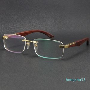 Eyewear & Accessories Wood Rimless Sunglasses silver 18K gold metal gift Glasses male and female frame Size:56