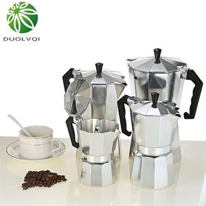 Duolvqi алюминиевый кофеварка прочный Moka Cafetyira Assure Percolator Pot Praction Moka Coffee Coast 50/100/150 / 300/450 / 600 мл 210408
