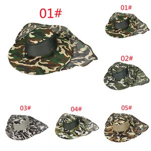 2021 Outdoor Camouflage Fisherman's Hat Fishing Chatts Sunshade Net Gauze Cap Alpine Caps Fashion Accessoarer Multicolor Valfritt