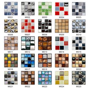 10 pcs Flat Simulation Mosaic Tiles Adesivo de Parede Transferências 2D Impresso Covers para Cozinha Armário Papel de parede impermeável