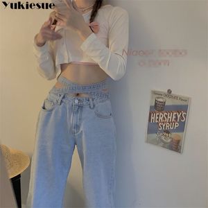 Streetwear Women's Pants Pojkvän Wide Leg Jeans för Kvinnor Mamma Denim Mujer Baggy Kvinna Hög midja Sommar Storlek 211129