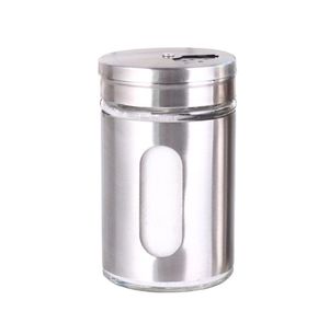 Herb Spice Tools 80ML Shakers JARS хранения банку с солью перца шейкер из нержавеющей стали металлический с окном кухонный инструмент