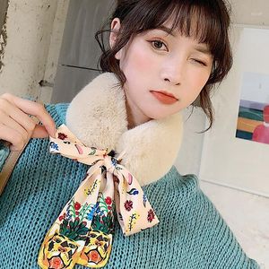 Kızlar Dünyası toptan satış-Atkılar Sonbahar ve Kış Kore İmitasyon Saç Yay Şerit Peluş Eşarp Hayvan Dünya Yaka Küçük Öğrenci Kız