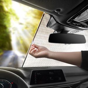 Car Sunshade Windshield Retractable Sun Shade Keep Vehicle Cool Prevent UV Rays Protection Fits Front Windshields Multipurpose Auto Parts