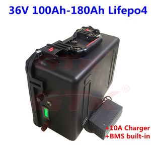 36V 100Ah 120Ah 130Ah 160Ah 180Ah liFepo4 battery with BMS for trolling motor UPS solar system solar street light EV+10A charger