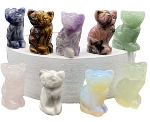 Factory Party Favor Natural Amethyst Pocket Carved Lucky Cat Crystals Healing Stones Figurines Collectibles,1.5 Inches Room Decor Gemstone