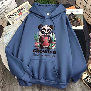 Cartoon Cute Panda Print Hoodies Men Fleece Warm Sweatshirts Anime Loose Harajuku Pullover Hooded Male Hip Hop Streetwear Hoody H1227