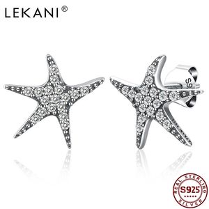 LEKANI Sterling Silver Cute Sea Star Kolczyki dla kobiet Trendy Pełna Cubic Cyrkonia Stud Kolczyk Unikalny Design Fine Jewelry