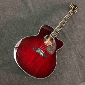 Özel 43 inç Jumbo Cutaway Akustik Gitar Katı Koa Ahşap Ve Katı Arka Yan W-Pickguard Parlak Bitirme