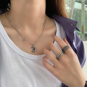 Серебряное ожерелье для женщин творческое ретро Луновый Хип -Хоп Клавиц Клавиц Цепь
