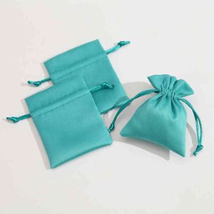 50pcs confezione di gioielli display velluto borsa con coulisse flanella verde scamosciato chic piccoli sacchetti confezione regalo orecchini anello collana