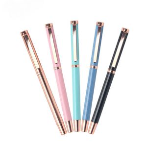 Professionell fabrik Partihandel Kugelschreiber Ballpoint Pen med Case Cap Design Anpassad tryckt graverad ros guld rosa ballpen