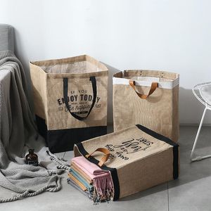 Storage Bags Millet Wheat Zakka Jute Cloth Art Shopping Bag Moisture-proof Size Simple Modern Handbag Yellow
