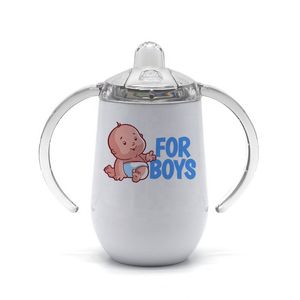 Blank Sublimation Tumblers Stainless Steel Baby Feeding Bottle with Nipple Handle 10oz Heat Transfer Sippy Cups Eggshell cup two ears WMQ739