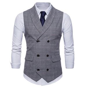 Märke kostym väst män jacka ärmlös beige grå brun vintage tweed mode våren höst plus storlek väst 210923