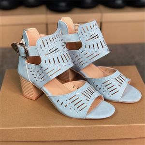 2021 Designer Women Sandal Summer High Heel Sandals Black Blue Party Slides with Crystals Beach Outdoor Casual Shoes large size W19