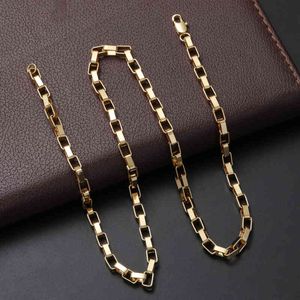 Hot fine 925 Sterling Silver 18K gold 5MM box chain Necklace for Men's Women Luxury Fashion Party Wedding Jewelry Christmas GiftPWG9{category}