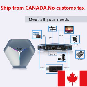 Ship från Canada A95x F4 TV Box Amlogic S905X4 Smart Android 104GB 32GB ROM 2.4G 5GHz WiFi RGB Light Set Topbox