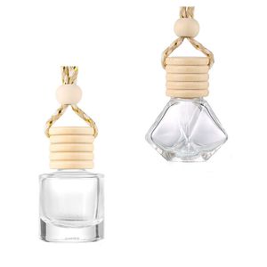 Car Perfume Bottle Air Freshener Diffuser Hanging Fragrance Bottles Pendant Empty Refillable Glass Jars Package for Essential Oils Ornament