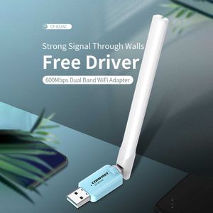 Drivefree 600M 2,4+5,8GHz WiFi-Adapter USB2.0-Schnittstelle Antenne Dualband-Netzwerkkarten-Dongle Automatische Installation