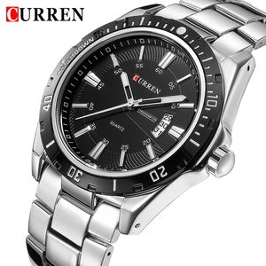 Curren Top Brand Luxury Mężczyźni Zegarki Mężczyzna Moda Zegarek Sportowy Mężczyzna Biznes Data Kwarcowy Zegarek Analogowy Zegar Relogio Masculino 210517