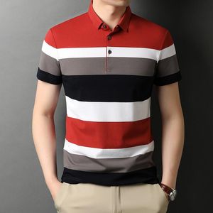 Men's Polos Top Grade Summer Brand Designer Shirt Cotton Spandex Short Sleeve Casual Tops Striped Fashions Men Clothes 2021