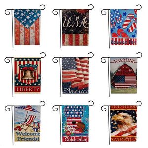 Banner Flaggor Amerikanska trädgården Flaggor Tecknade mönster Tema Två sidor USA sjunker Linne 47 * 32cm 9 stil festlig t2i52368