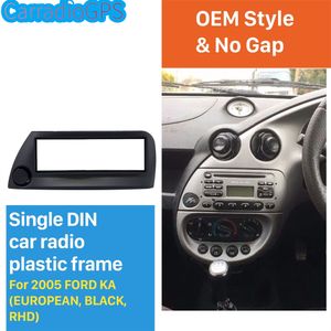 Preto 1din carro rádio fáscia para 2005 ford ka europeia mão direita moldura de áudio guarnição bezel trash kit