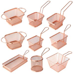 French Fries Basket Portable Stainless Steel Chips Colanders Strainers Mini Frying Baskets Strainer Fryer Kitchen Cooking Chef Filter Colander Tool