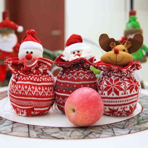 Noel hediye çantası örme 3d çocuk şeker ambalaj elma dekorasyon yeni yıl
