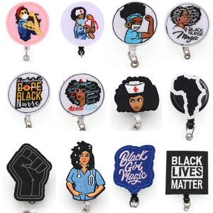 20 pz/lotto Portachiavi Medico Multi-stile Black Lives Matter Felt ID Holder Per Infermiera Nome Accessori Bobina Distintivo Con Clip A Coccodrillo