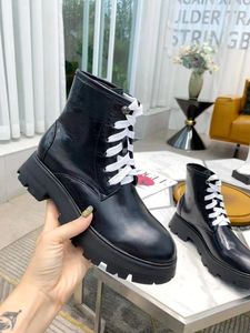 stylishbox- 20211005001t 40/41 black cowhigh combat boots genuine leather white lace up classic platform heels must have