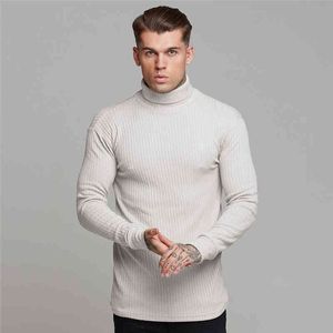 Höst Nya Mäns Turtleneck Sweaters Man Solid Slim Fit Stickade Pullovers Fashion Casual Tröjor Knitwear Pull Homme 210421