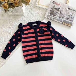 Baby Mädchen Nette Streifen Strickjacke Mantel Kinder Kleidung Frühling Herbst Mädchen Langarm Gestrickte Kinder 210521