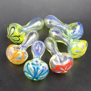 Fumed Spoon Pipes Portable Glass Tobacco Pipes Mini Glass Pipe Hand Blown Glass Smoking Pipes Glass Pieces for Smoking Borosilicate Smokingpipes for Dry Herb 2.5Inch