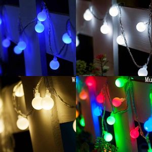 Outdoor Waterproof LED Ball String Lights Fairy Garland 3*AA Battery powered For Christmas Wedding garden party decoration lamp Y0720