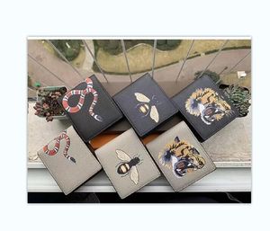 Men Animal Short Wallet Leather Black Snake Tiger Bee Wallets Women Long Style Luxury Purse Wallet Card Holders With Gift Top Quality G02