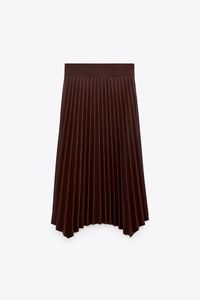 Skirts Pleated Skirt PU Leather Women Ladies Fur Faux Thick Winter High Waist Vintage Mid-calf