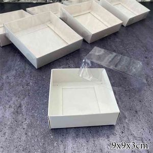 Białe Ciasto Pudełko kartonowe Opakowanie Clear PVC Okno Przezroczyste Pokrywa Ciastka Cukierki Ślubne Ubrania Goście Pudełka 210402
