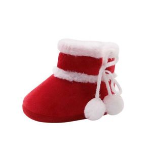 Winter Baby Warm Boots Cute Red Fringe Flock Snow Slip on Girls Baby Toddler Shoes G1023