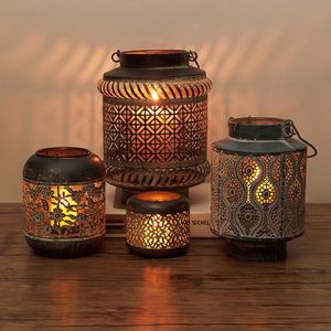 Candle Holders Vintage Nordic Holder Tea Light Moroccan Lanterns Hanging Metal Decoracion Hogar Table Centerpieces DL60ZT