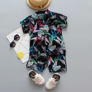 Summer Baby Boys Terno 0-4 Anos de Algodão Impresso Roupa de Praia Conjunto Shorts Infantil Ternos Novo Criança Conjunto para Crianças Roupas G1023