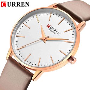 Top Brand CURREN Orologi da donna Quadrante da donna Orologio da polso al quarzo di marca giapponese Cinturino in pelle impermeabile Orologio da ragazza Regalo Reloj Mujer 210517